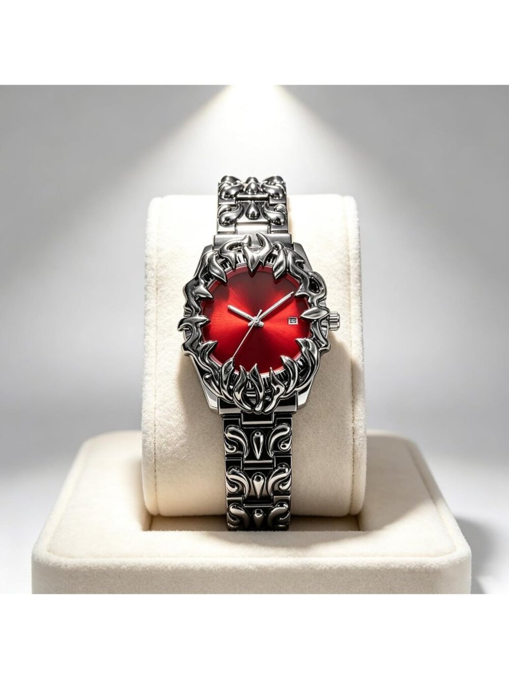 Men's Red Claw Shape Table Alabaster Round Dial Retro Y2K Unique Shaped WatchM - Picture 4 of 7